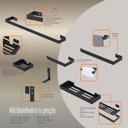 Ver imagem 4 de Kit Acessório para Banheiro e Lavabo 6 Peças Luxo Preto Fosco - Preto
