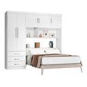 Ver imagem 5 de Guarda-Roupa Casal com Cabeceira Baú 5 Portas 3 Gavetas e Prateleiras Cancun Yescasa Branco