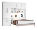 Ver imagem 5 de Guarda-Roupa Casal com Cabeceira Baú 5 Portas 3 Gavetas e Prateleiras Cancun Yescasa Branco