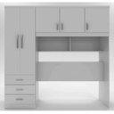 Ver imagem 2 de Guarda-Roupa Casal com Cabeceira Baú 5 Portas 3 Gavetas e Prateleiras Cancun Yescasa Branco