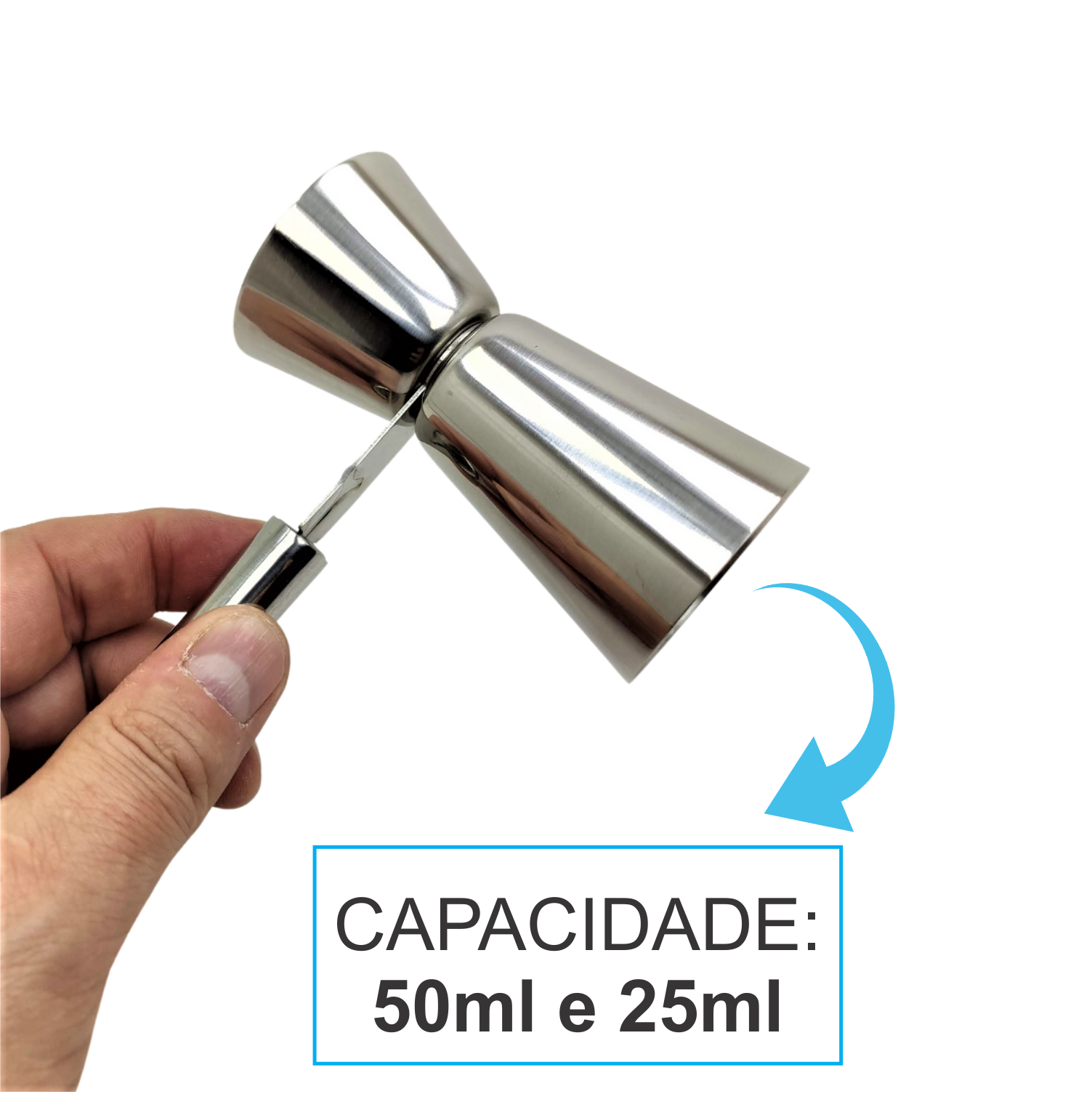 Dosador de Bebidas Duplo Aço Inox com Cabo Medidor Dose Drink Coquetel ...