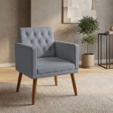 Ver imagem 1 de Poltrona Decor para Studio Cliente Tecido Suede Base Fixa Pés em Madeira Natural Suporta 120 Kg