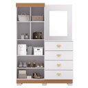 Ver imagem 2 de Cômoda Guarda-roupa com 4 Gavetas e 5 Prateleiras com Espelho Cristine Branco/camarim