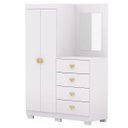 Ver imagem 1 de Cômoda Guarda-roupa com 4 Gavetas e 5 Prateleiras com Espelho Cristine Branco/camarim