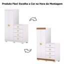 Ver imagem 5 de Cômoda Guarda-roupa com 4 Gavetas e 5 Prateleiras com Espelho Cristine Branco/camarim