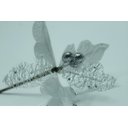 Ver imagem 3 de Kit 14 Flor Artificial Decoração Brilho Prata Glitter 15cm