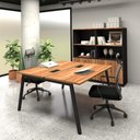 Ver imagem 1 de Mesa de Trabalho 1,40m X 1,20m 2 Lugares Pés Cavalete F5 Cor:nogal com Preto