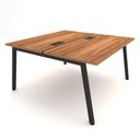 Ver imagem 2 de Mesa de Trabalho 1,40m X 1,20m 2 Lugares Pés Cavalete F5 Cor:nogal com Preto