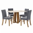Ver imagem 3 de Conjunto Sala de Jantar Mesa Lisa 120cm Tampo de Vidro Canto Reto 4 Cadeiras Lily