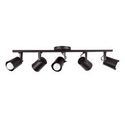 Spot Trilho de Sobrepor Moderno Direcionável Fokus 5 Lâmpadas E27 Bivolt:Preto/110V/220V - 1
