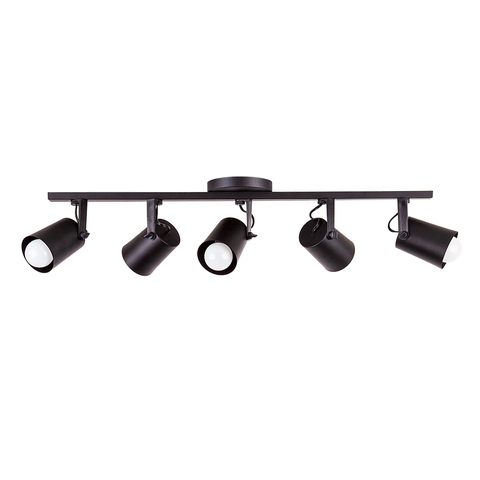 Spot Trilho de Sobrepor Moderno Direcionável Fokus 5 Lâmpadas E27 Bivolt:Preto/110V/220V