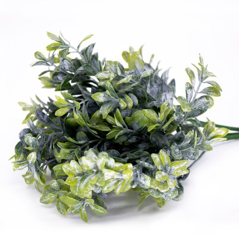 Folhagem Buxo Verde Orvalho com Powder Plástico 13x33 cm - D’Rossi