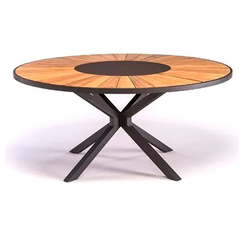 Mesa de Jantard Madeira com 1,40m e Centro Giratório Marrom - Voratto Móveis