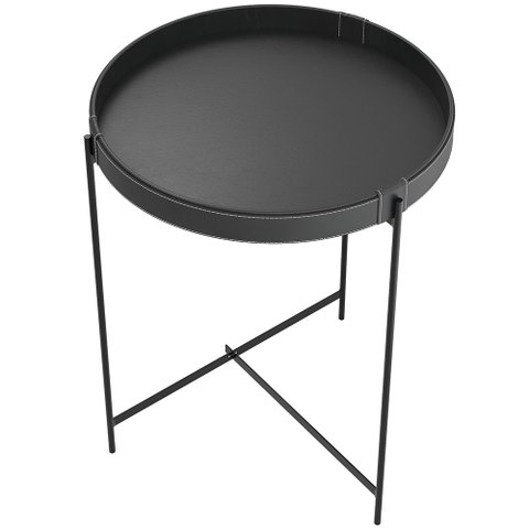 Mesa de Canto Lateral Decorativa Industrial Sala de Estar Sintético Preto P06 Daisy - Lyam Lyam Deco