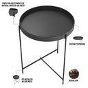 Ver imagem 3 de Mesa de Canto Lateral Decorativa Industrial Sala de Estar Sintético Preto P06 Daisy - Lyam Lyam Deco