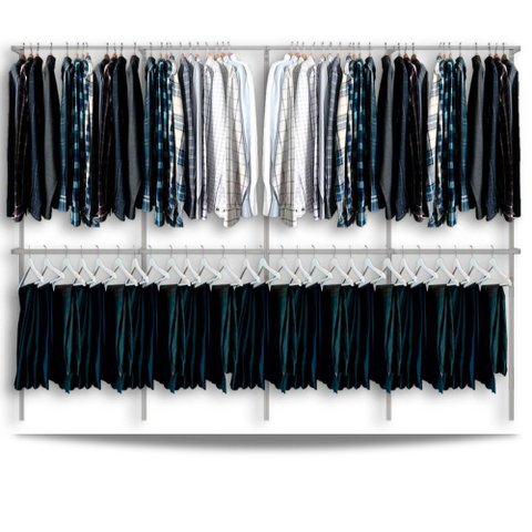 Arara cabideiro aramado trilho parede closet loja suspenso Br 3,70 m