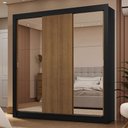 Ver imagem 1 de Guarda-roupa Casal 3 Portas de Correr com Espelhos 2 Gavetas Preto/rustic Sublime Madesa Preto/