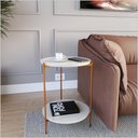 Ver imagem 3 de Mesa de Apoio Lateral Duda Off White com Pés de Ferro Bronze Ofertamo
