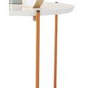 Ver imagem 4 de Mesa de Apoio Lateral Duda Off White com Pés de Ferro Bronze Ofertamo