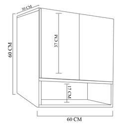 Armário Aéreo Duas Portas Com Nicho Natural Em Mdf - 3