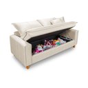 Ver imagem 2 de Sofa Living com Bau Multiuso 3 Lugares Linho Pes em Madeira: Marmore