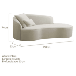 Divã Recamier Sofá Curvo Sala de Tv e Estar Recepção Inglaterra 150cm Lado Direito Linho Bege- MABE  - 5
