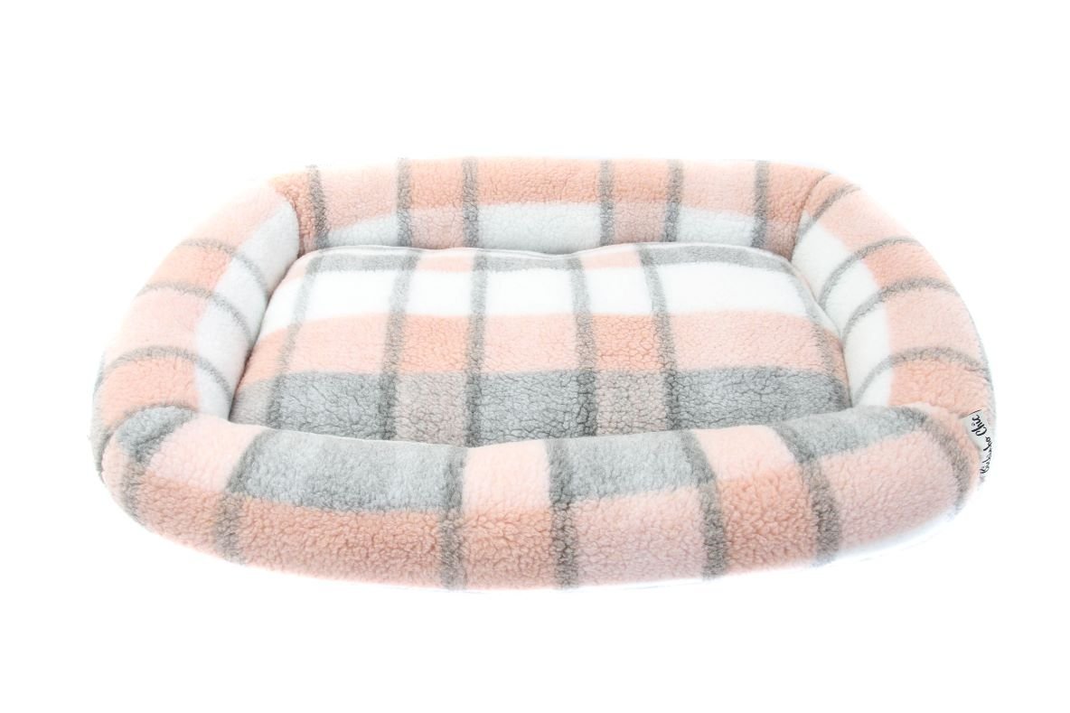 Cama Quadrada Para Cachorro Ou Gato Luppet Rosa Xadrez GG