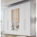 Ver imagem 1 de Guarda Roupa Casal Vertice New 6 Portas de Bater 6 Gavetas MDF com Espelho Neve Móveis Novo