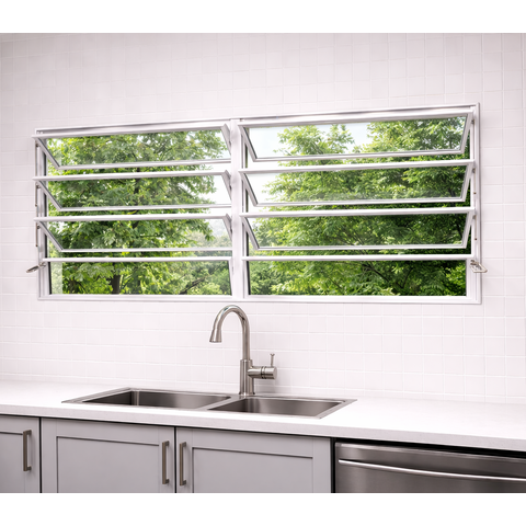 Vitro Basculante 2 Seções 80x200 Alumínio Branco Vidro Liso