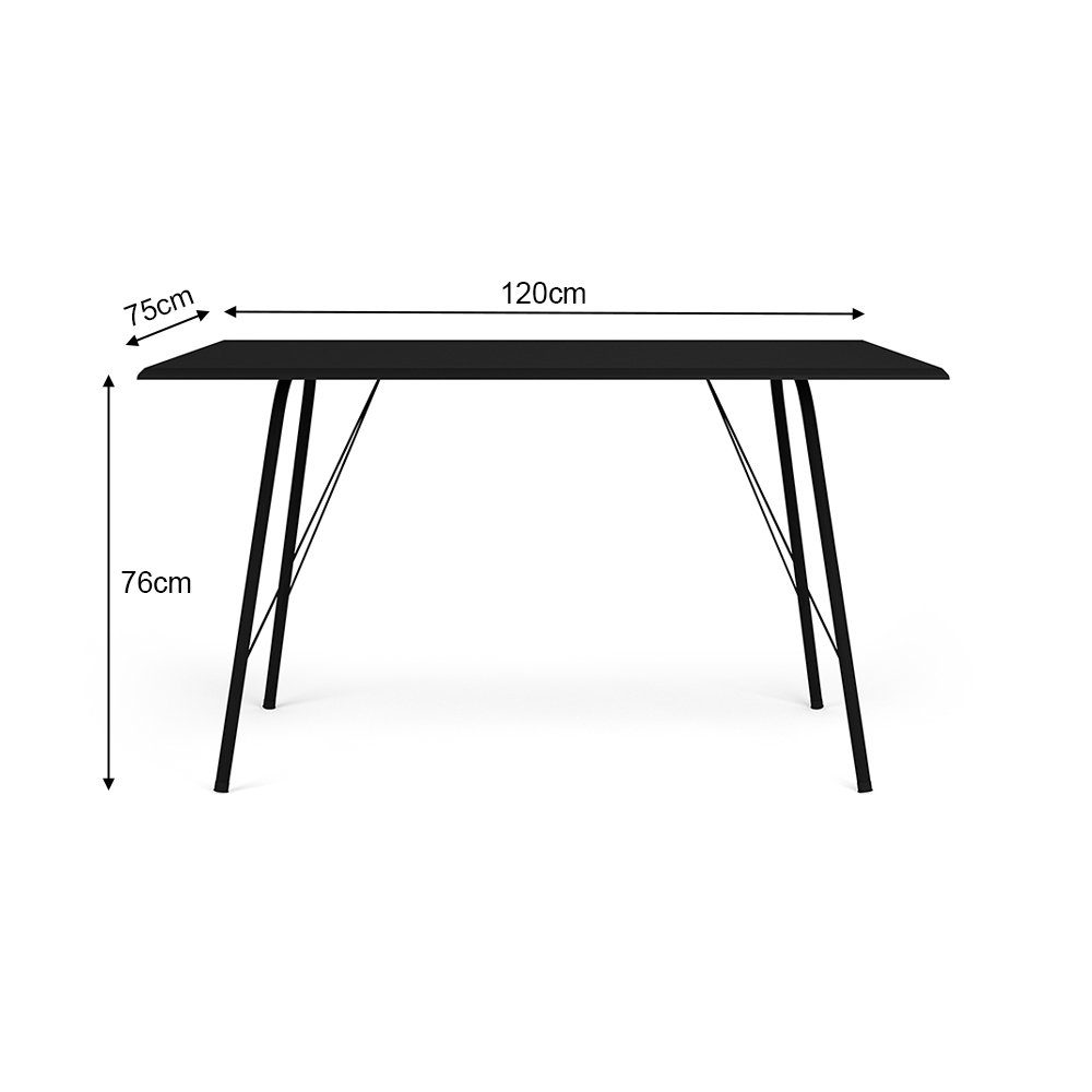 Mesa Jantar Paraty 120cm Tampo Preto com 4 Cadeiras Angra Estofadas Preta e Marrom - 6