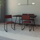Ver imagem 1 de Mesa Jantar Paraty 120cm Tampo Preto com 4 Cadeiras Angra Estofadas Preta e Marrom