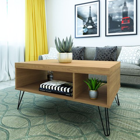 Mesa de Centro Retangular 2 Nichos Liberty - Artely Carvalho