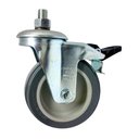 Ver imagem 1 de Rodizio Giratório Pino com Rosca e Freio Cinza Pvc 65 Kg 4 Pol 12,6 Cm de Altura Gle412bpg -