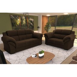 Conjunto Sofá Windsor Velut Marrom 3 e 2 Lugares 2,04m e 1,59m - King House - 1