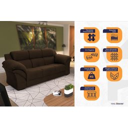 Conjunto Sofá Windsor Velut Marrom 3 e 2 Lugares 2,04m e 1,59m - King House - 3
