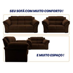 Conjunto Sofá Windsor Velut Marrom 3 e 2 Lugares 2,04m e 1,59m - King House - 4