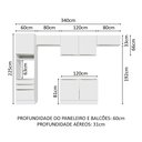Ver imagem 4 de Armário de Cozinha Completa 340cm Branco/Branco Veludo Lux Madesa 01