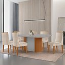 Ver imagem 1 de Mesa de Jantar Aspen 180cm Tampo Mdf Vidro com 6 Cadeiras Lisboa Moderna Mobília