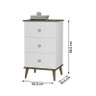 Mesa de Cabeceira Ravi com 3 Gavetas e Pés de Madeira Branco/Amendoa - 3