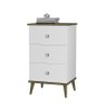 Mesa de Cabeceira Ravi com 3 Gavetas e Pés de Madeira Branco/Amendoa - 2