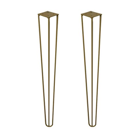 Kit 2 Pés de Metal 60 CM Hairpin Legs Mesa de Canto Aparador Dourado