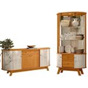 Ver imagem 1 de Kit Aparador Buffet Inara e Cristaleira Eça Orgânico M07 Cinamomo Off White - Lyam Decor