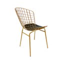 Ver imagem 3 de Cadeira para Cozinha Bertoia Cor Dourado Fosco Assento Preto Tubular 2 Peças Poltronas do Sul