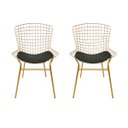 Ver imagem 1 de Cadeira para Cozinha Bertoia Cor Dourado Fosco Assento Preto Tubular 2 Peças Poltronas do Sul