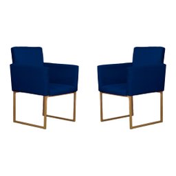 Conjunto 02 Poltronas para Recepção e Sala Klara Suede - Azul Marinho - 1 Conjunto 02 Poltronas para Recepção e Sala Klara Suede - Azul Marinho - 1