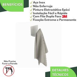 Gancho Adesivo 3m De Parede Branco Cabide Autocolante DF - 2