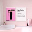 Ver imagem 2 de Kit 2 Quadros Banheiro Feminino Secador 24x18cm Mold Preta Vidro