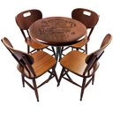 Ver imagem 1 de Cj Mesa Madeira 60cm - Bistrô Fixa 78cm + 4 Cadeiras 43 - Natural - Família e Amigos