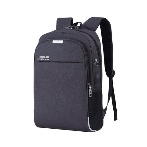 Mochila Notebook com Cadeado Anti Furto Lorben Saída Cabo Auxiliar Usb Fone Ouvido Preto