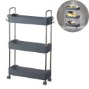 Ver imagem 2 de Prateleira Multiuso 3 Andares com Rodinhas - Organize com Facilidade Cor:cinza